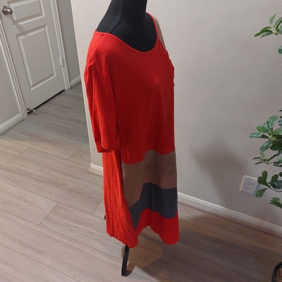 ZANZEA COLLECTION Women's Red Blue and Brown Midi Dress Size 4X - Picture 2 of 13